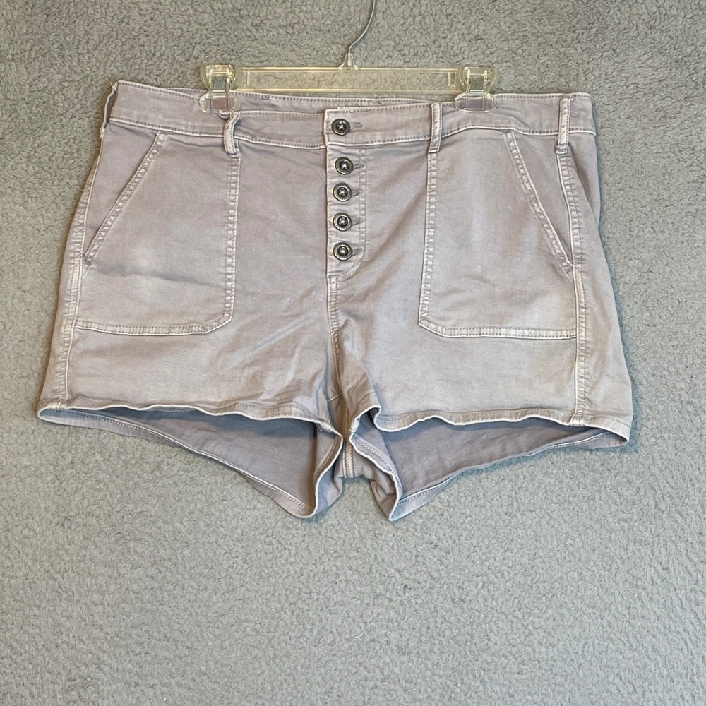 Torrid First At Fit Women's Plus Size Button Front Utility Shorts Gray Size 18